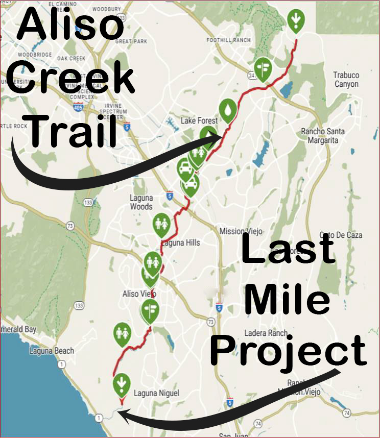 Aliso Trail Map showing the Last Mile Project